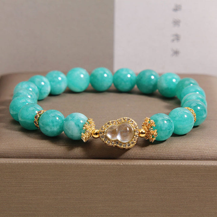 Armband aus Buddha Stones im Kürbis-Design mit Amazonit-Heilsteinperlen für mehr Selbstvertrauen - Amazonit (Handgelenkumfang: 15-18 cm) - image 0