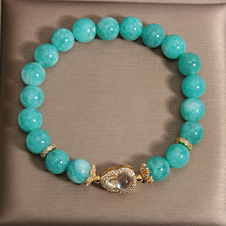 Armband aus Buddha Stones im Kürbis-Design mit Amazonit-Heilsteinperlen für mehr Selbstvertrauen - image 4