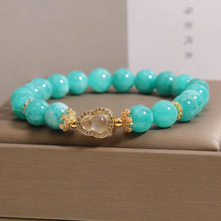 Armband aus Buddha Stones im Kürbis-Design mit Amazonit-Heilsteinperlen für mehr Selbstvertrauen - image 1