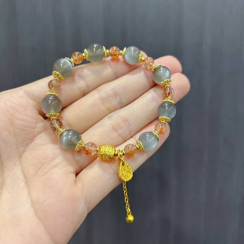 Buddha Stones ​​Armband aus natürlichem Erdbeerquarz und Mondstein mit heilenden, positiven Perlen - image 18