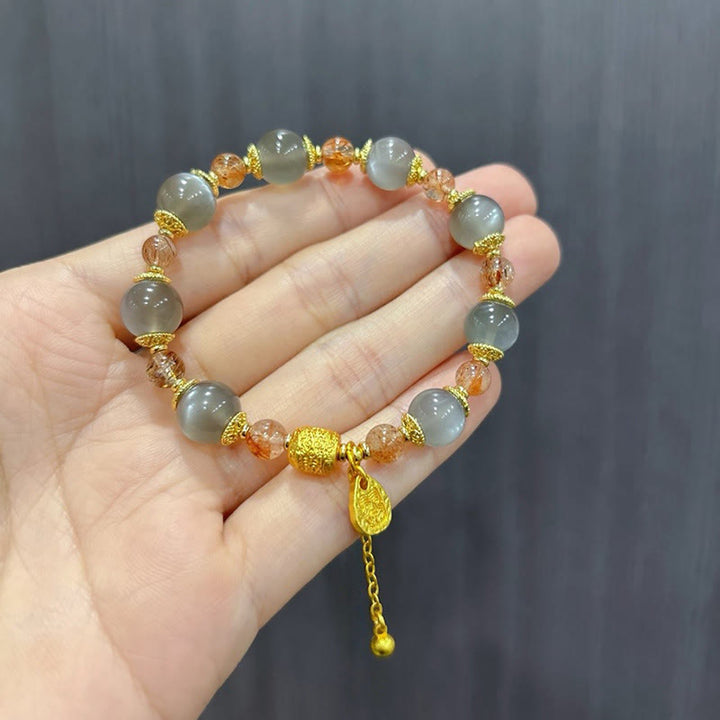 Buddha Stones ​​Armband aus natürlichem Erdbeerquarz und Mondstein mit heilenden, positiven Perlen - image 18