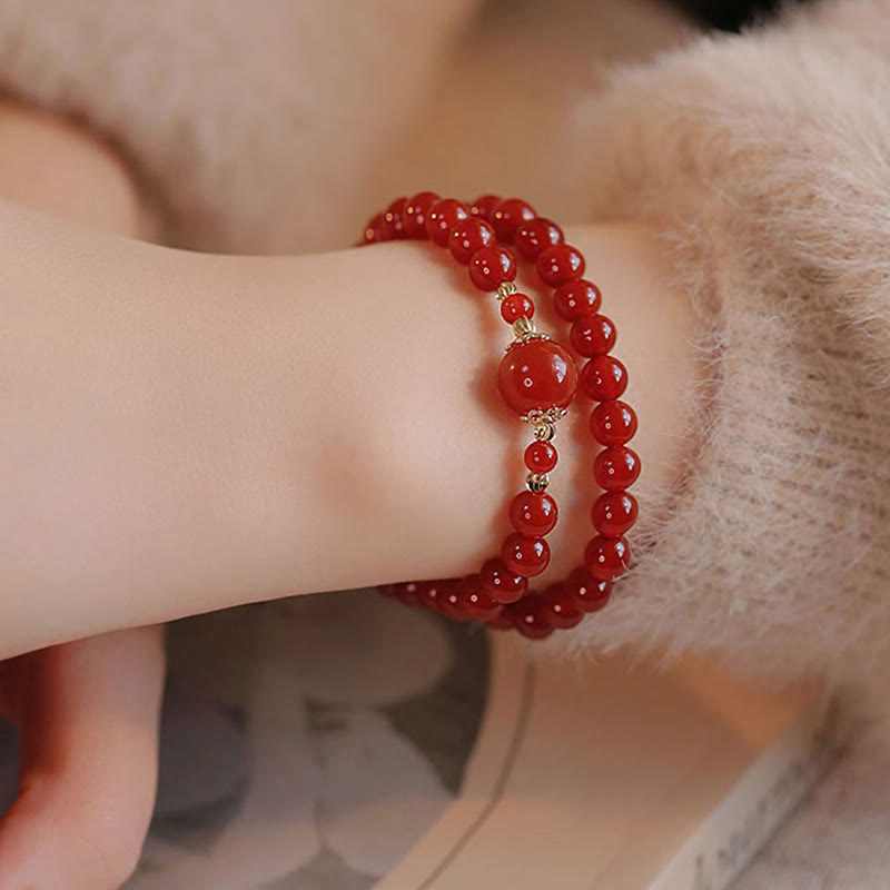 Buddha Stones ​​Doppelt gewickeltes Armband aus rotem Achatperlen für Selbstakzeptanz und Selbstvertrauen - image 8