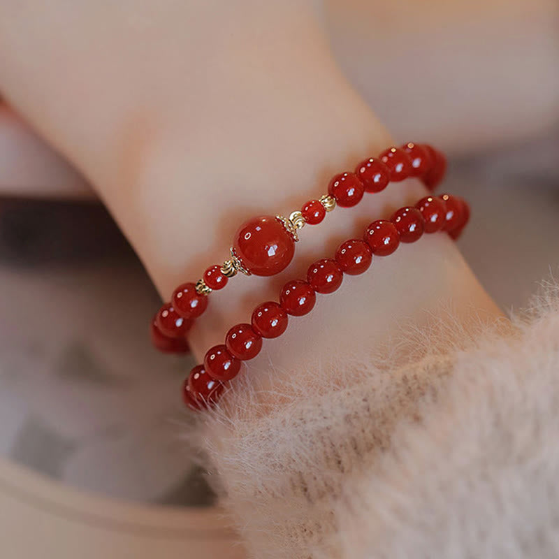 Buddha Stones ​​Doppelt gewickeltes Armband aus rotem Achatperlen für Selbstakzeptanz und Selbstvertrauen - Roter Achat (Handgelenkumfang: 13-15 cm) - image 1
