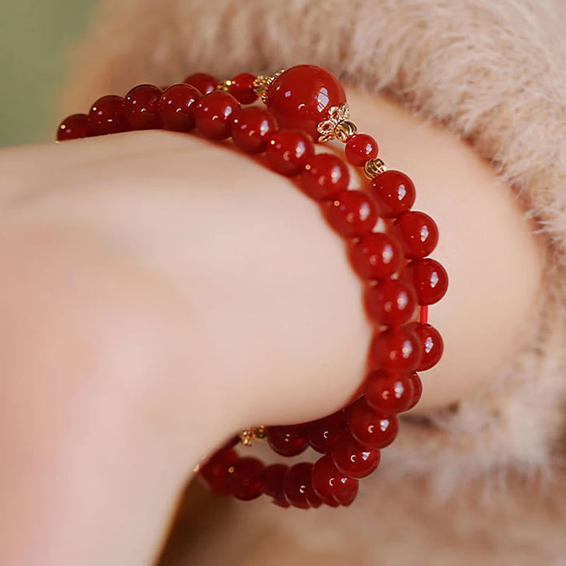 Buddha Stones ​​Doppelt gewickeltes Armband aus rotem Achatperlen für Selbstakzeptanz und Selbstvertrauen - image 9