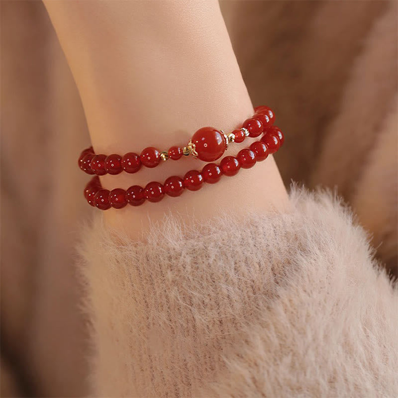 Buddha Stones ​​Doppelt gewickeltes Armband aus rotem Achatperlen für Selbstakzeptanz und Selbstvertrauen - image 4