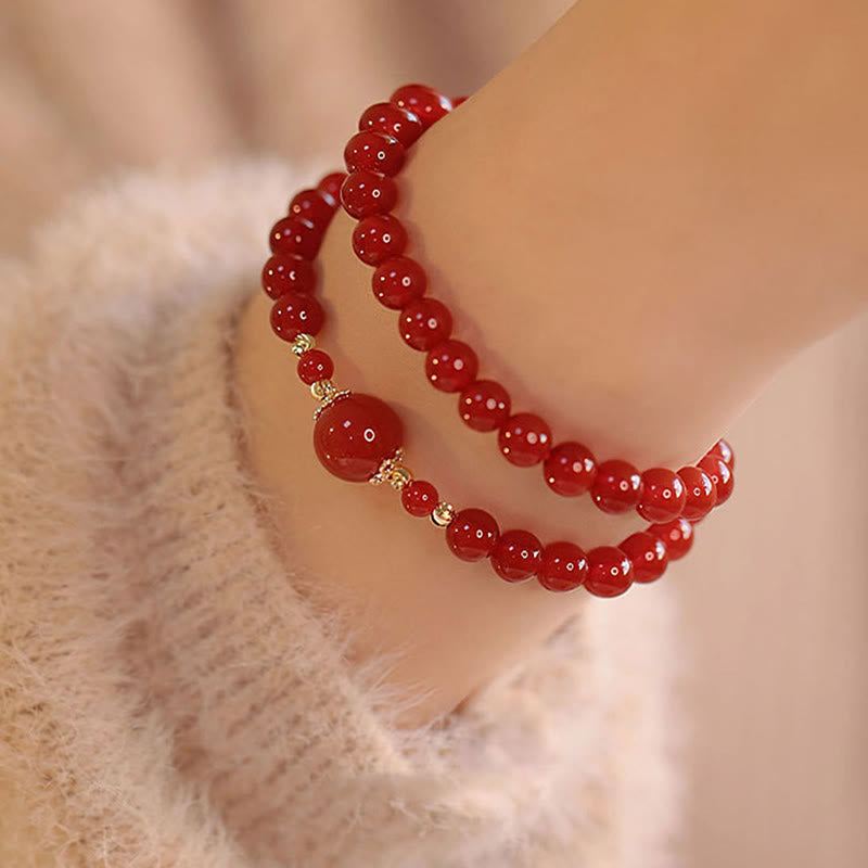 Buddha Stones ​​Doppelt gewickeltes Armband aus rotem Achatperlen für Selbstakzeptanz und Selbstvertrauen - image 2