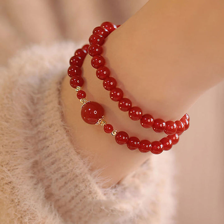 Buddha Stones ​​Doppelt gewickeltes Armband aus rotem Achatperlen für Selbstakzeptanz und Selbstvertrauen - image 2