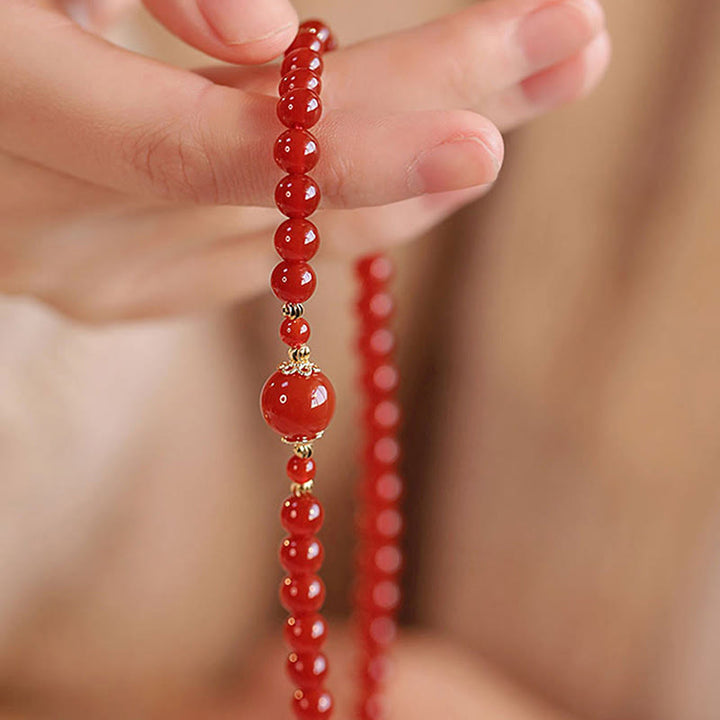 Buddha Stones ​​Doppelt gewickeltes Armband aus rotem Achatperlen für Selbstakzeptanz und Selbstvertrauen - image 10