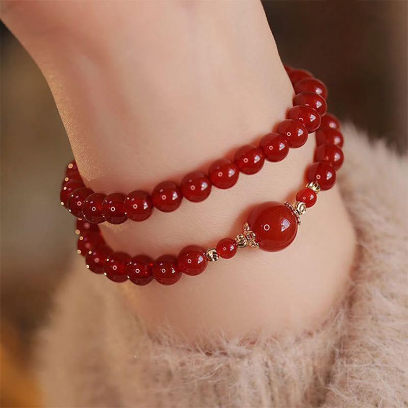 Buddha Stones ​​Doppelt gewickeltes Armband aus rotem Achatperlen für Selbstakzeptanz und Selbstvertrauen - image 0