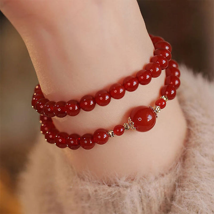 Buddha Stones ​​Doppelt gewickeltes Armband aus rotem Achatperlen für Selbstakzeptanz und Selbstvertrauen - image 0