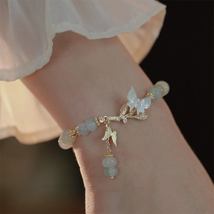 Buddha Stones, Schmetterlingsanhänger, Hetian-Jade, verstellbare Kette, Wohlstandsarmband - image 0