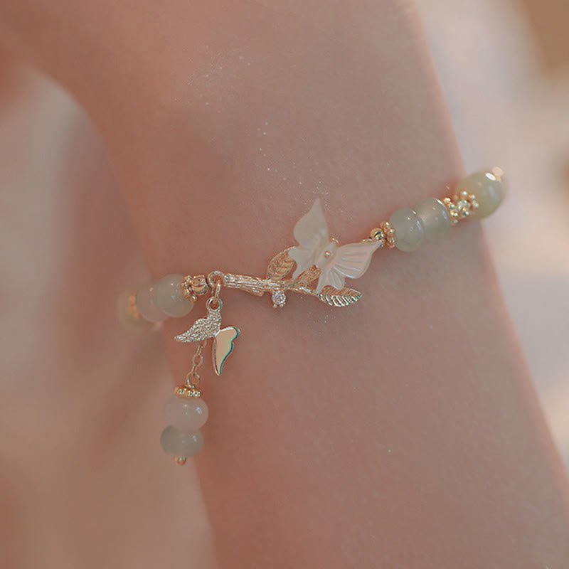 Buddha Stones, Schmetterlingsanhänger, Hetian-Jade, verstellbare Kette, Wohlstandsarmband - image 4