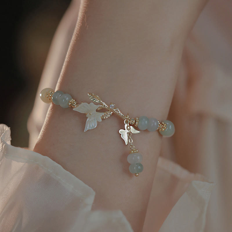 Buddha Stones, Schmetterlingsanhänger, Hetian-Jade, verstellbare Kette, Wohlstandsarmband - image 2