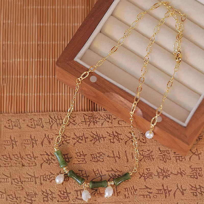 Buddha Stones, Tianshan-Jade, Bambusperle, Halskette mit Anhänger für Reichtum - image 2