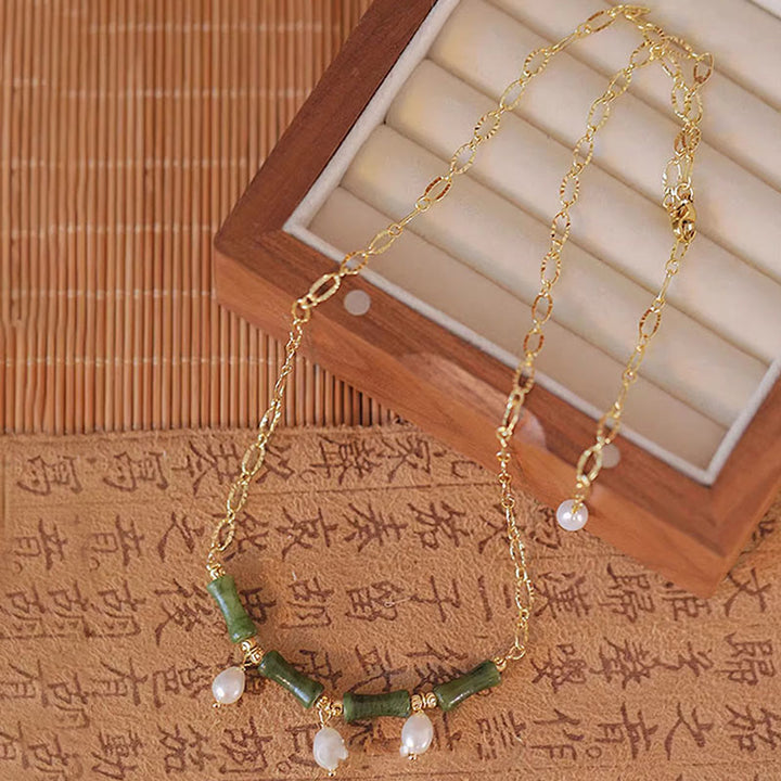 Buddha Stones, Tianshan-Jade, Bambusperle, Halskette mit Anhänger für Reichtum - image 2