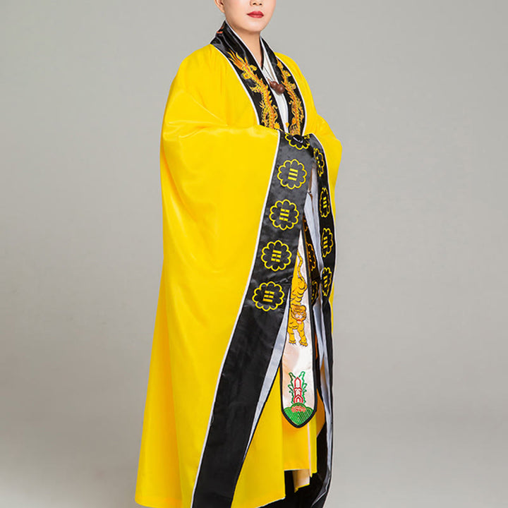 Buddha Stones ​​Wudang-Stickerei Drache Tiger Langer, weiter Ärmel Unisex Taoistischer Robe Kimono für Qigong-Zeremonie - image 7