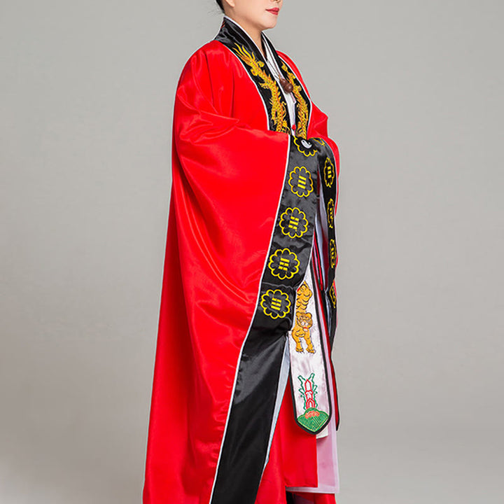 Buddha Stones ​​Wudang-Stickerei Drache Tiger Langer, weiter Ärmel Unisex Taoistischer Robe Kimono für Qigong-Zeremonie - image 3