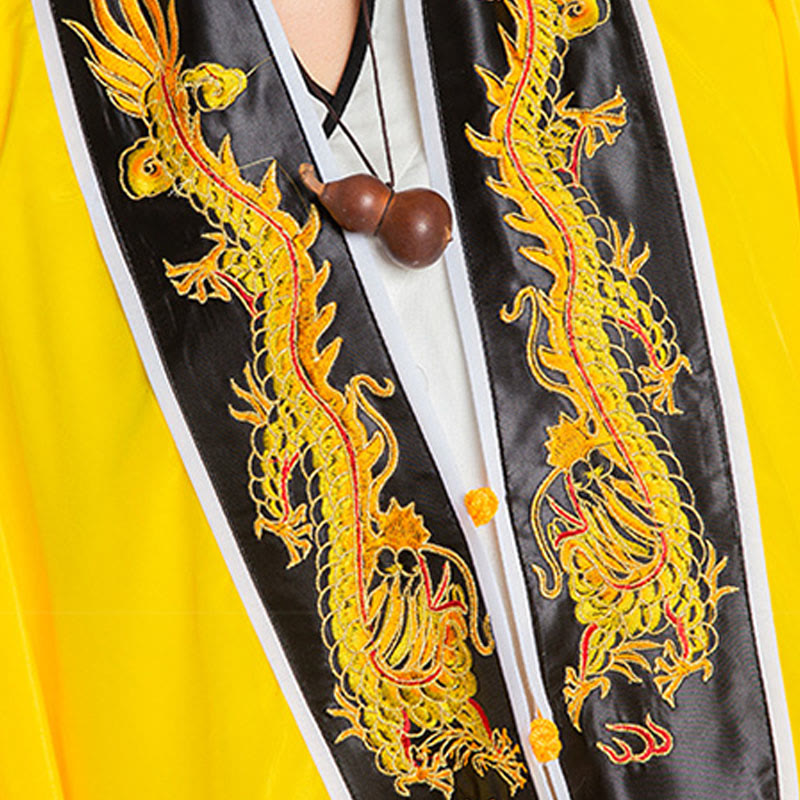 Buddha Stones ​​Wudang-Stickerei Drache Tiger Langer, weiter Ärmel Unisex Taoistischer Robe Kimono für Qigong-Zeremonie - image 12