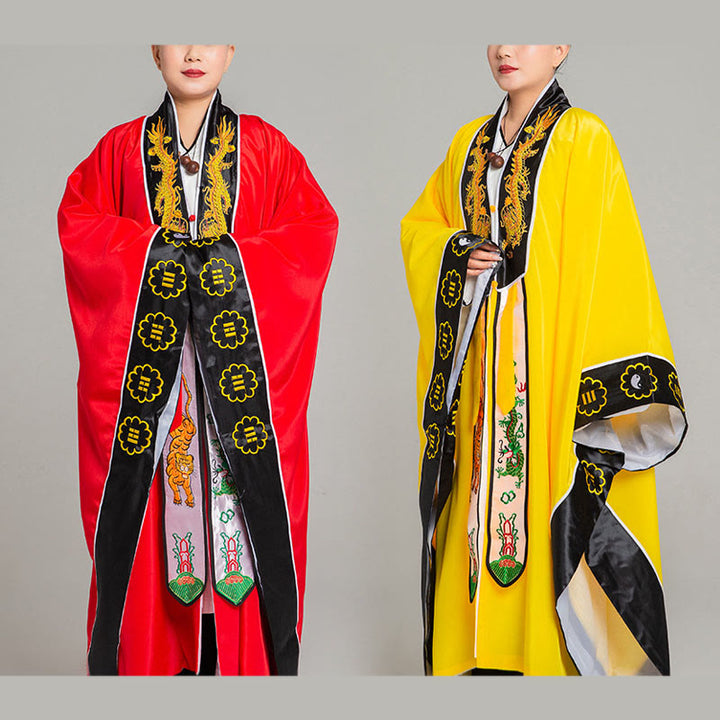 Buddha Stones ​​Wudang-Stickerei Drache Tiger Langer, weiter Ärmel Unisex Taoistischer Robe Kimono für Qigong-Zeremonie - image 16