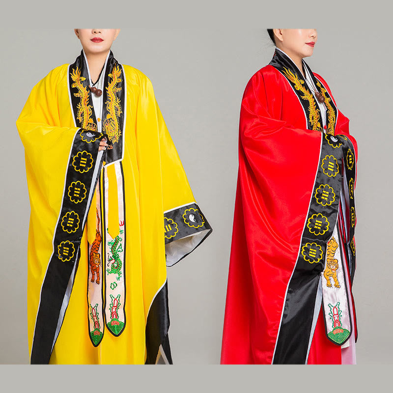 Buddha Stones ​​Wudang-Stickerei Drache Tiger Langer, weiter Ärmel Unisex Taoistischer Robe Kimono für Qigong-Zeremonie - image 17