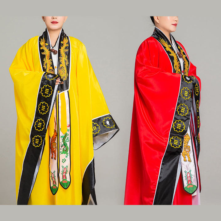 Buddha Stones ​​Wudang-Stickerei Drache Tiger Langer, weiter Ärmel Unisex Taoistischer Robe Kimono für Qigong-Zeremonie - image 17