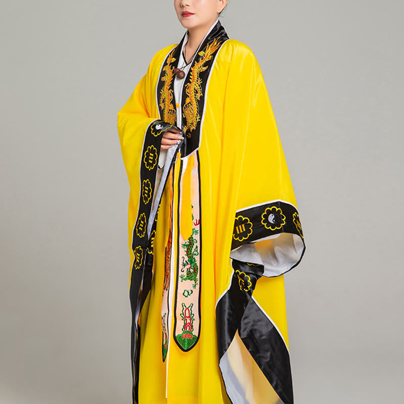 Buddha Stones ​​Wudang-Stickerei Drache Tiger Langer, weiter Ärmel Unisex Taoistischer Robe Kimono für Qigong-Zeremonie - image 8