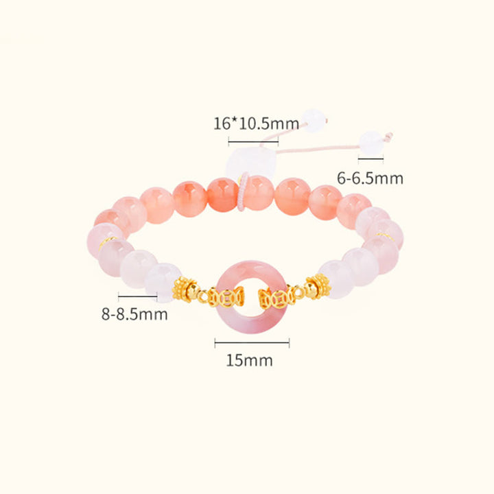 Buddha Stones ​​925 Sterling Silber Roter Achat Weißer Chalcedon Friedensschnalle Selbstvertrauen Armband - image 3