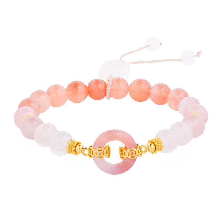 Buddha Stones ​​925 Sterling Silber Roter Achat Weißer Chalcedon Friedensschnalle Selbstvertrauen Armband - image 4