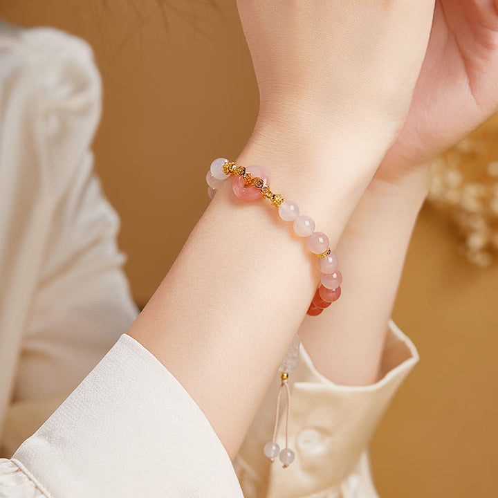 Buddha Stones ​​925 Sterling Silber Roter Achat Weißer Chalcedon Friedensschnalle Selbstvertrauen Armband - image 10