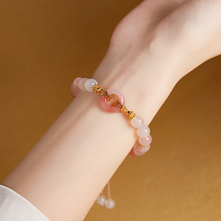 Buddha Stones ​​925 Sterling Silber Roter Achat Weißer Chalcedon Friedensschnalle Selbstvertrauen Armband - image 9