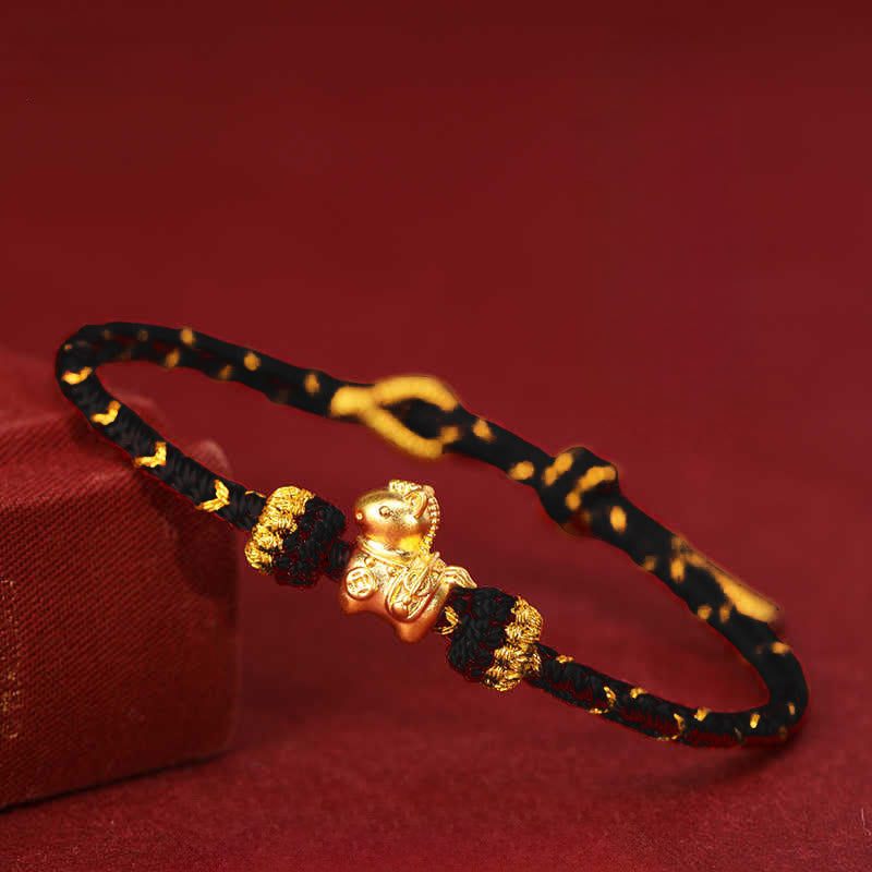 Buddha Stones, 999er Gold, Jahr des Pferdes, geflochtenes Seil, Glücksarmband, verstellbar - image 16