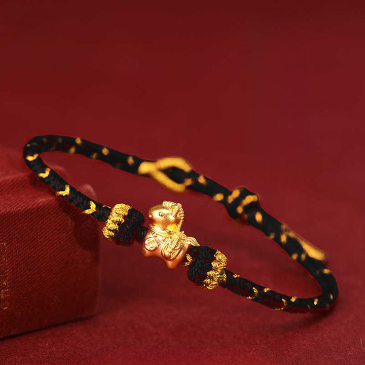 Buddha Stones, 999er Gold, Jahr des Pferdes, geflochtenes Seil, Glücksarmband, verstellbar - image 16