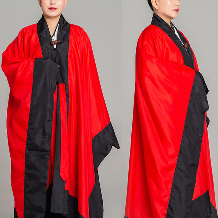 Buddha Stones ​​Wudang Einfarbig Lang Weite Ärmel Unisex Taoistische Robe Kimono für Qigong Tai Chi Zeremonie - Rot - 2XL- Passend für US/ UK/AU/ EU- XL - image 11
