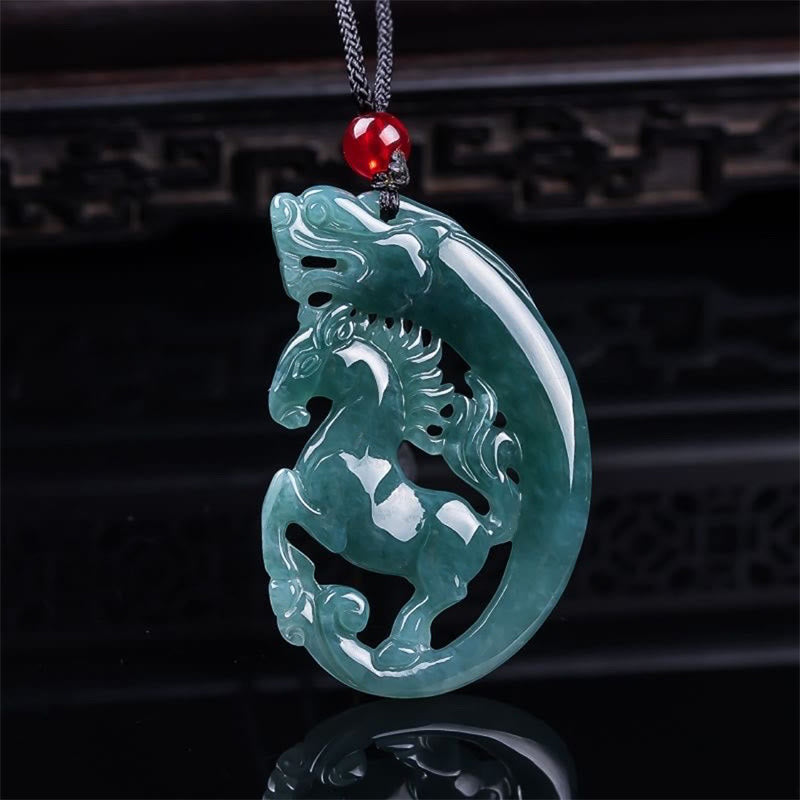 Buddha Stones ​​Jahr des Pferdes Drachen Handgeschnitzte Jade Glücks- und Wohlstandskette Anhänger - image 1