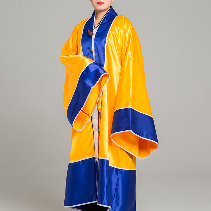 Buddha Stones ​​Wudang Kranich Stickerei Langer weitärmeliger Unisex Taoistischer Robenkimono für Qigong Tai Chi Zeremonie - Gelb - 2XL- Passend für US/ UK/AU/ EU- XL - image 7