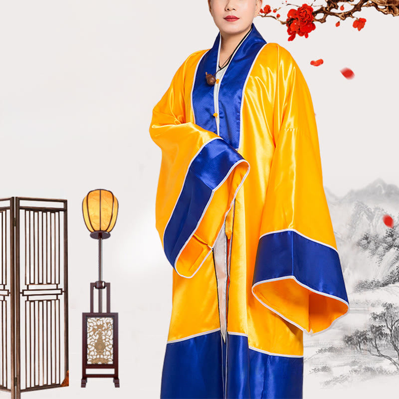 Buddha Stones ​​Wudang Kranich Stickerei Langer weitärmeliger Unisex Taoistischer Robenkimono für Qigong Tai Chi Zeremonie - image 12