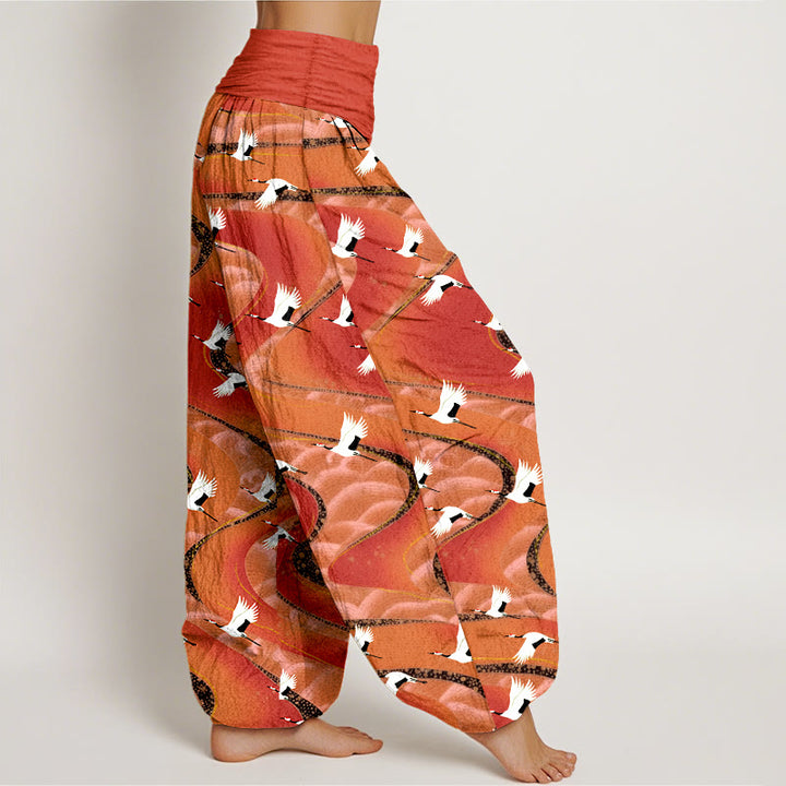 Elegante Haremshose aus Baumwolle mit Buddha Stones und Kranichmuster sowie elastischem Bund. - image 7