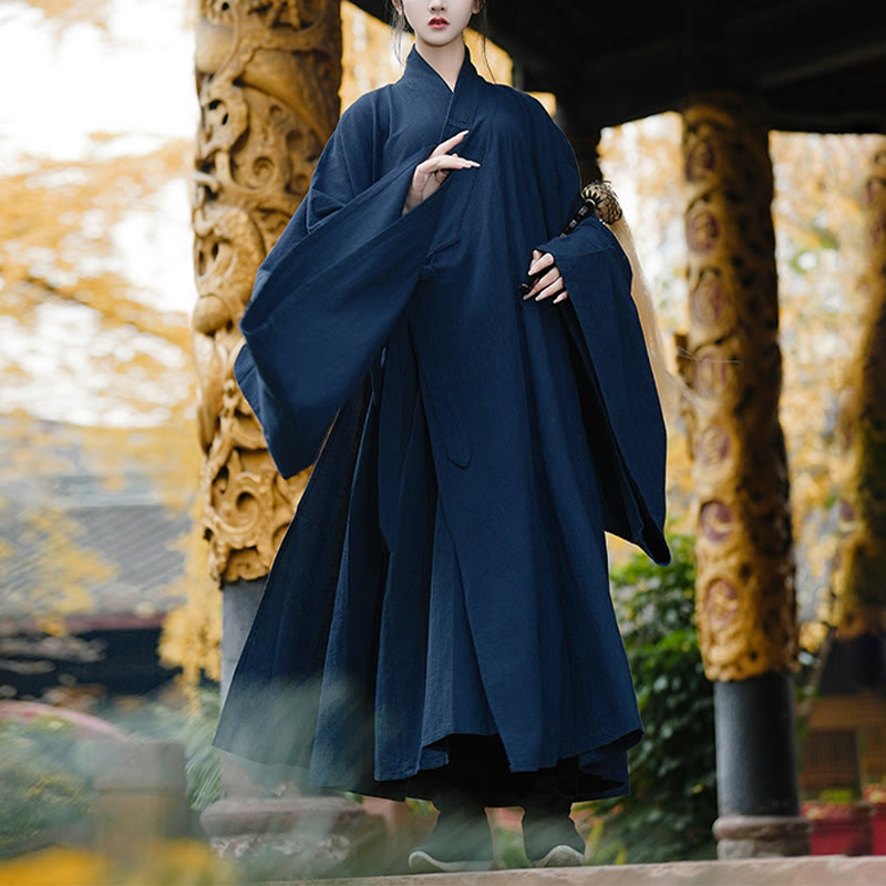 Buddha Stones ​​Herbst Winter Wudang Traditionelle Tai Chi Kampfkunst Zeremonie Leinen Langarm Unisex Taoistische Robe - Große Ärmel - XL- Passend für US/ UK/AU/ EU-L - image 3