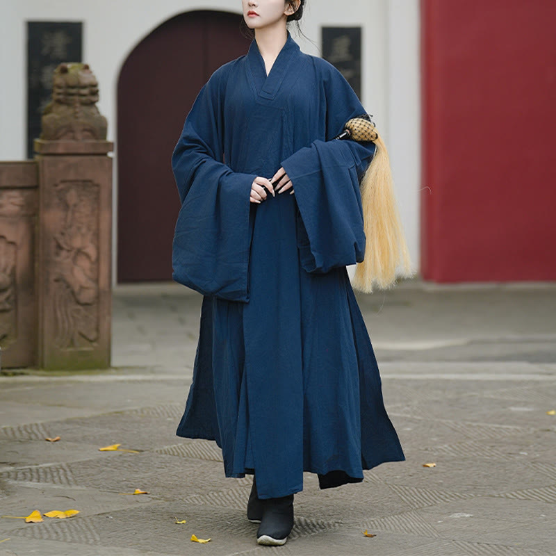 Buddha Stones ​​Herbst Winter Wudang Traditionelle Tai Chi Kampfkunst Zeremonie Leinen Langarm Unisex Taoistische Robe - Schmale Ärmel - XL- Passend für US/ UK/AU/ EU-L - image 8