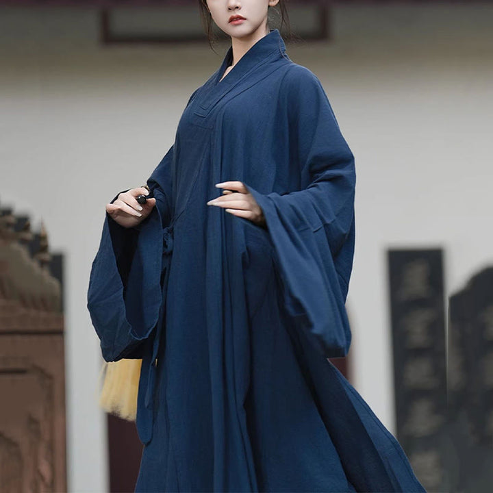 Buddha Stones ​​Herbst Winter Wudang Traditionelle Tai Chi Kampfkunst Zeremonie Leinen Langarm Unisex Taoistische Robe - image 9
