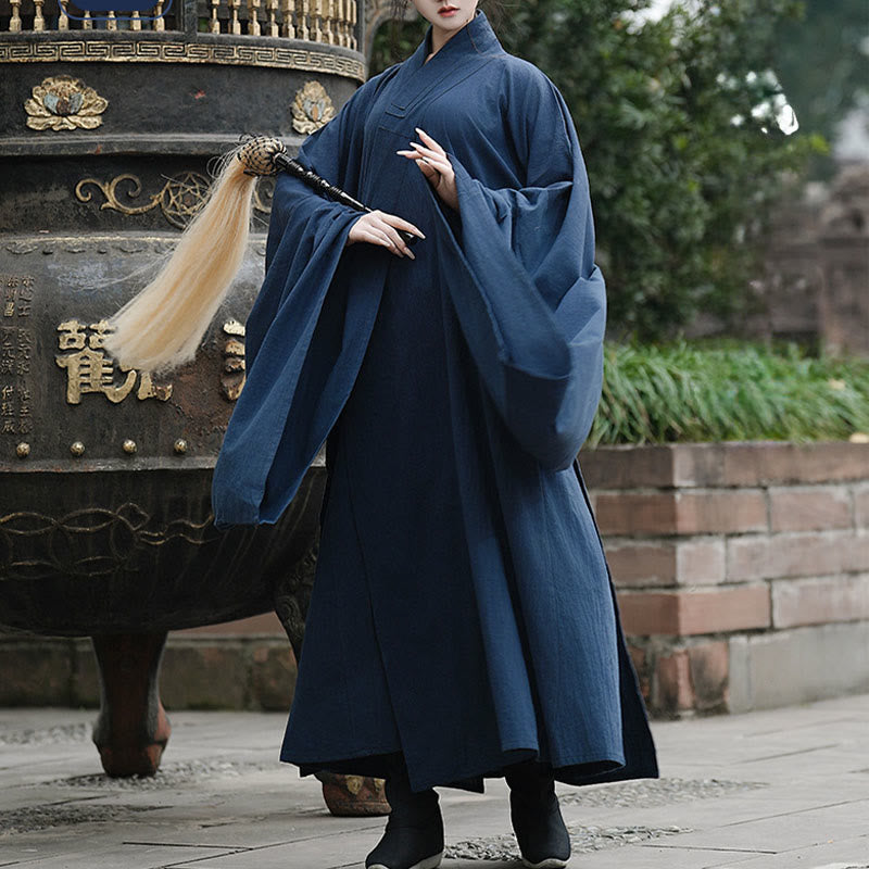 Buddha Stones ​​Herbst Winter Wudang Traditionelle Tai Chi Kampfkunst Zeremonie Leinen Langarm Unisex Taoistische Robe - image 4