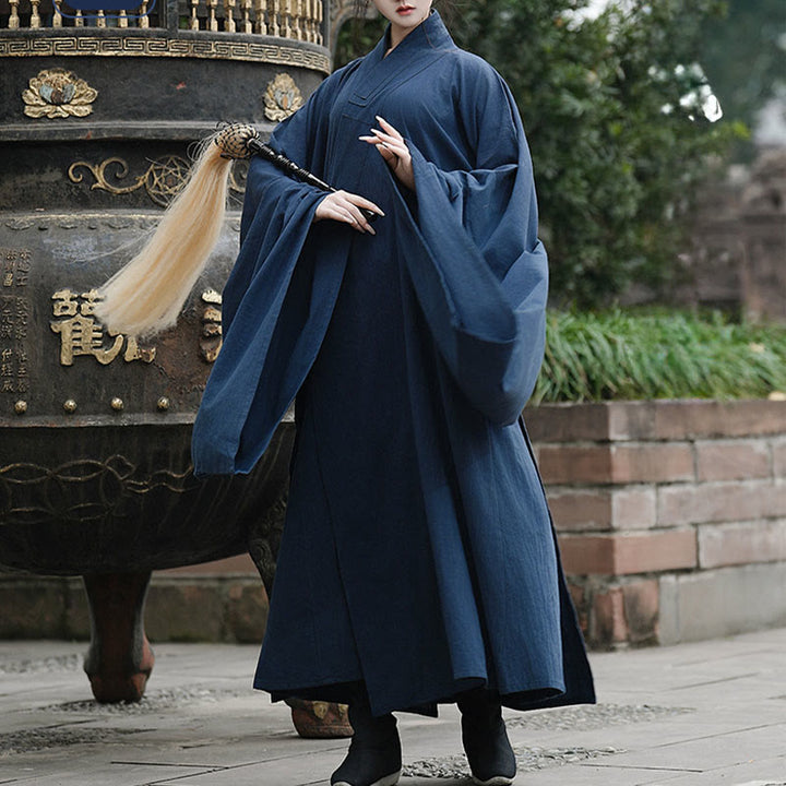 Buddha Stones ​​Herbst Winter Wudang Traditionelle Tai Chi Kampfkunst Zeremonie Leinen Langarm Unisex Taoistische Robe - image 4