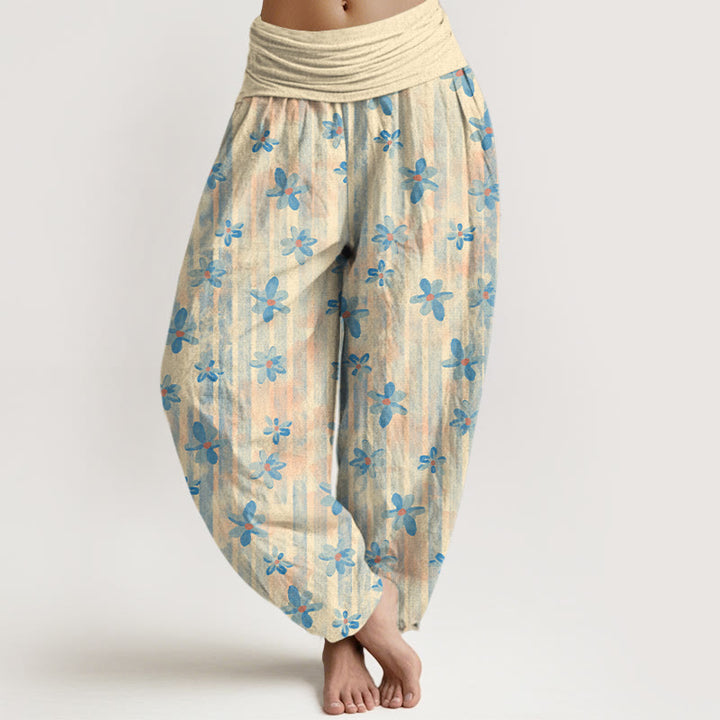 Buddha Stones, schlichtes Baumwoll-Haremshose mit Blumenmuster, elastischem Bund für Damen - Zitronen-Chiffon - US16, UK/AU20, EU48 (3XL) - image 0
