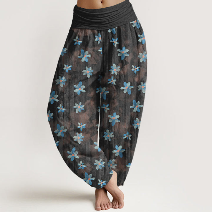 Buddha Stones, schlichtes Baumwoll-Haremshose mit Blumenmuster, elastischem Bund für Damen - Schwarz - US16, UK/AU20, EU48 (3XL) - image 8