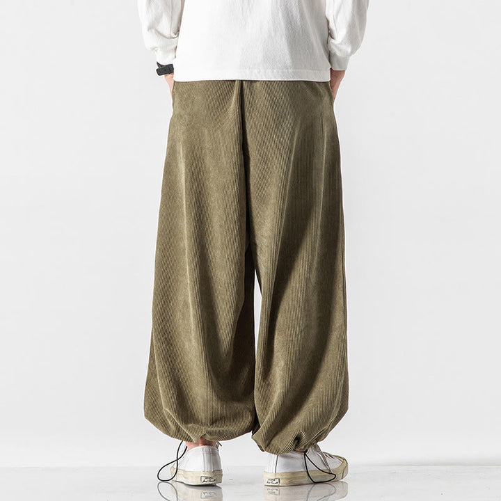 Buddha Stones Herbst/Winter Schnürhose mit chinesischen Schriftzeichenstickerei und Taschen für Herren aus Cord - image 10