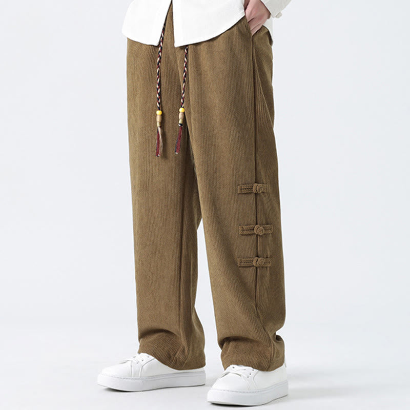 Buddha Stones Fall Herren-Cordhose mit geradem Bein, geradem Bein und Taschen, Kordelzug und Froschknopfverschluss - image 6