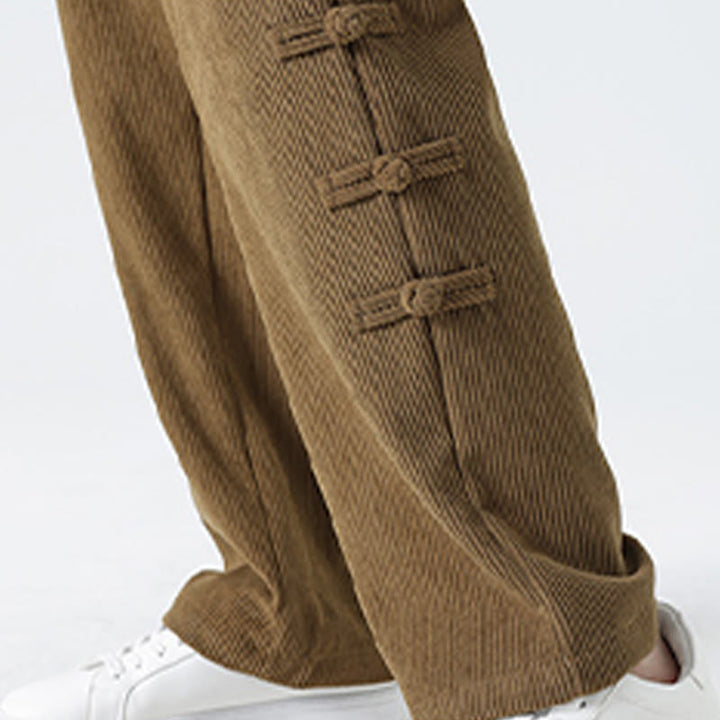 Buddha Stones Fall Herren-Cordhose mit geradem Bein, geradem Bein und Taschen, Kordelzug und Froschknopfverschluss - image 10