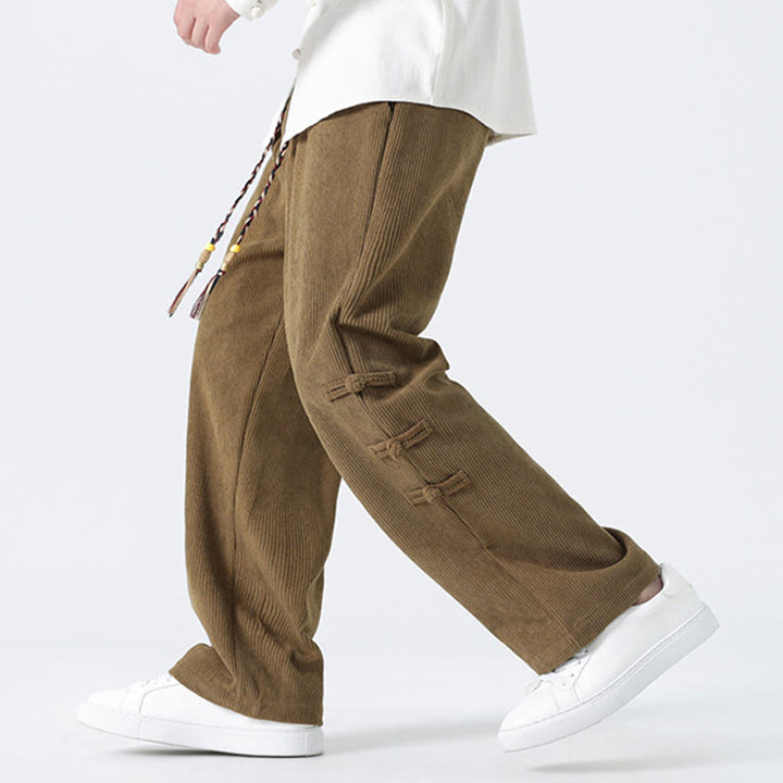 Buddha Stones Fall Herren-Cordhose mit geradem Bein, geradem Bein und Taschen, Kordelzug und Froschknopfverschluss - image 7