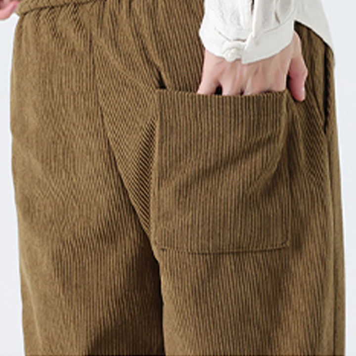 Buddha Stones Fall Herren-Cordhose mit geradem Bein, geradem Bein und Taschen, Kordelzug und Froschknopfverschluss - image 9
