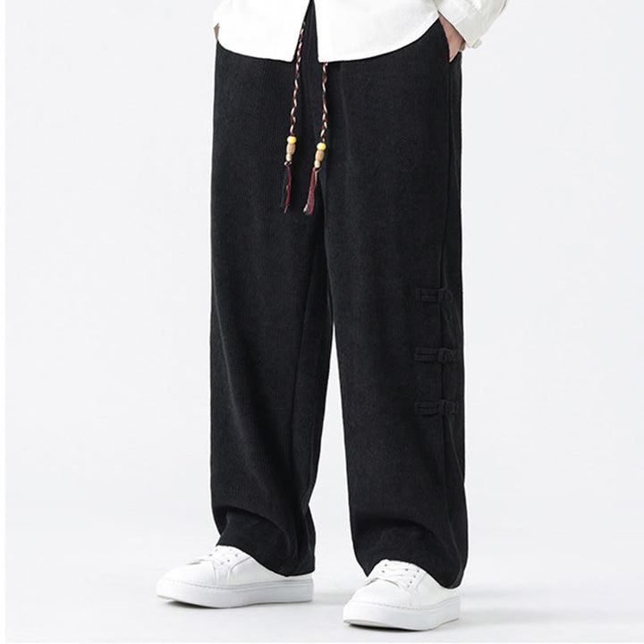 Buddha Stones Fall Herren-Cordhose mit geradem Bein, geradem Bein und Taschen, Kordelzug und Froschknopfverschluss - image 13